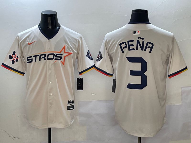 Men Houston Astros #3 Pena Cream Three generations Joint Name 2025 Nike MLB Jersey style 4115->los angeles angels->MLB Jersey